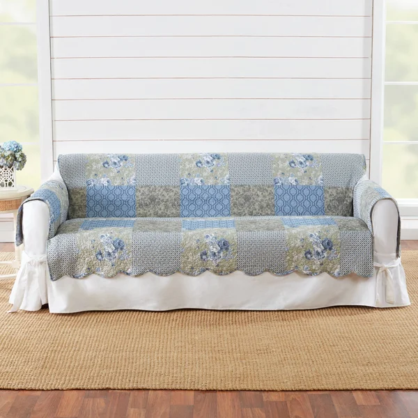 Sure Fit Heirloom Printed Patchwork Sofa Cover, Blue