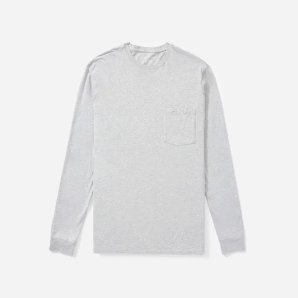Men's Organic Cotton Long-Sleeve Pocket T-Shirt - Uniform by Everlane in Heather Grey, Size M