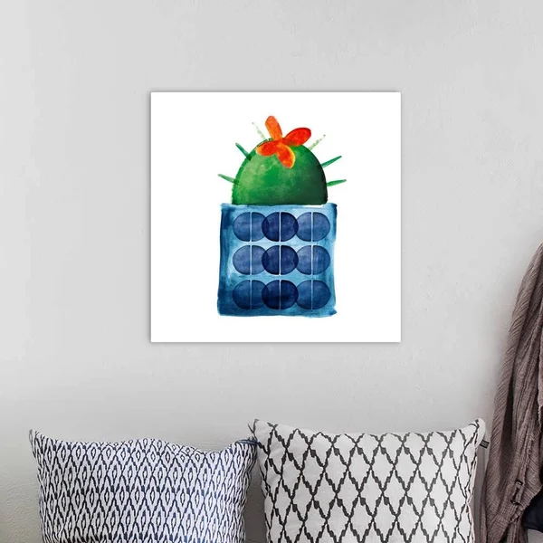 Colorful Cactus VIIII, Large Solid-Faced Canvas Wall Art Print, Great Big Canvas