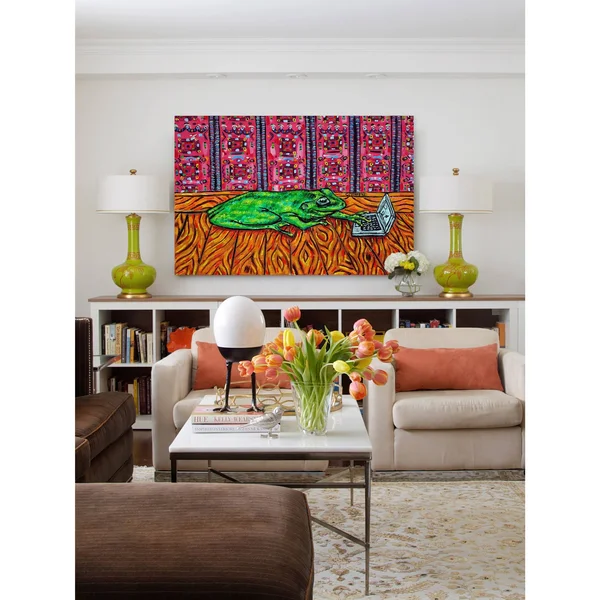 Marmont Hill - Handmade Frog Computer Print on Wrapped Canvas 30 x 20