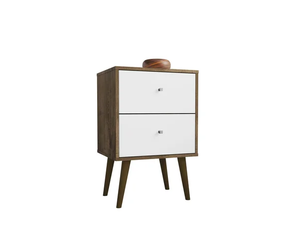 Manhattan Comfort Liberty Rustic Brown and White Nightstand - 204AMC96