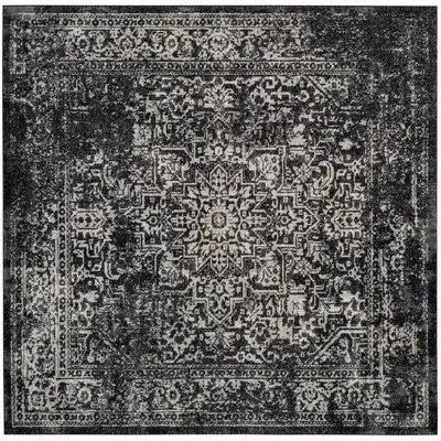 Jacquelyn Oriental Flatweave Black/Gray Area Rug Mistana Rug Size: Square 5&1x22