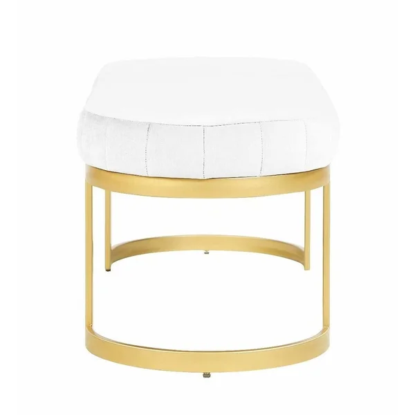 Morden Fort Contemporary Bench, Upholstered Velvet Bench Seat with Metal Legs for Entryway, Bedroom, Living Room - White - Mediu