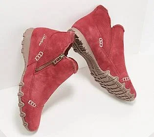 Skechers Relaxed Fit Suede Biker Ankle Boots - Earthy Chic - Size 11 Wide, Dark Red