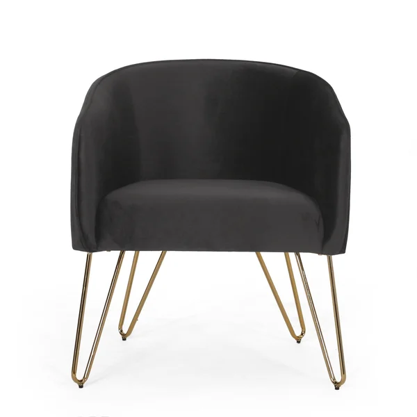 Grelton Modern Glam Velvet Club Chair with Hairpin Legs by Christopher Knight Home - 27.50x22 L x 24.50x22 W x 31.00x22 H - Gray