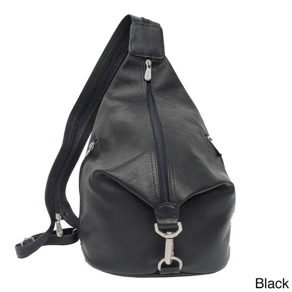 Piel Leather Three- Zip Hobo Sling Chocolate