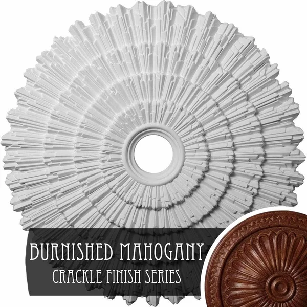24 3/4x22OD x 3 1/4x22ID x 1 7/8x22P Eryn Ceiling Medallion (Fits Canopies Up to 4x22), Hand-Painted Burnished Mahogany Crackle