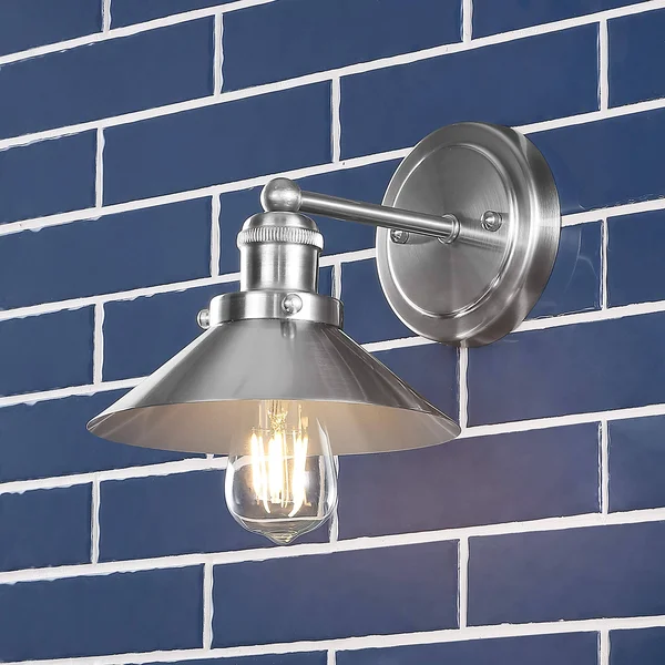 July Metal Shade Sconce, Nickel by Jonathan Y - 1 Bulb