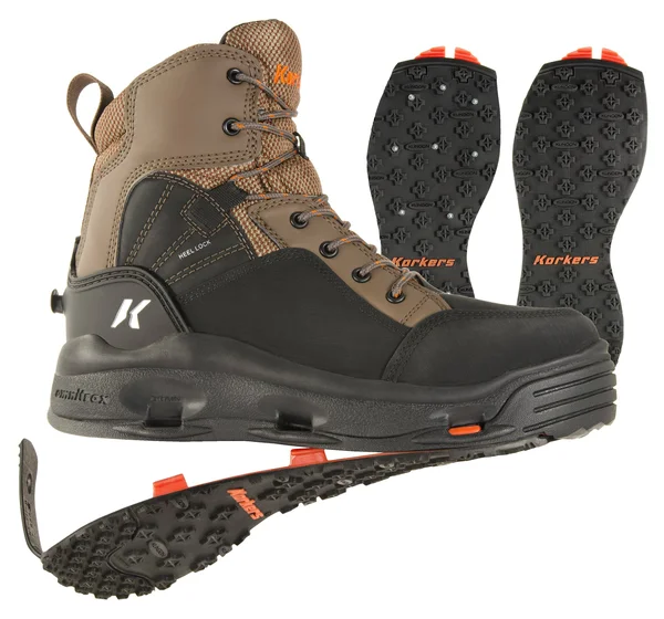 Korkers Buckskin Wading Boots, Kling-On/Studded Kling-On boot_size:15