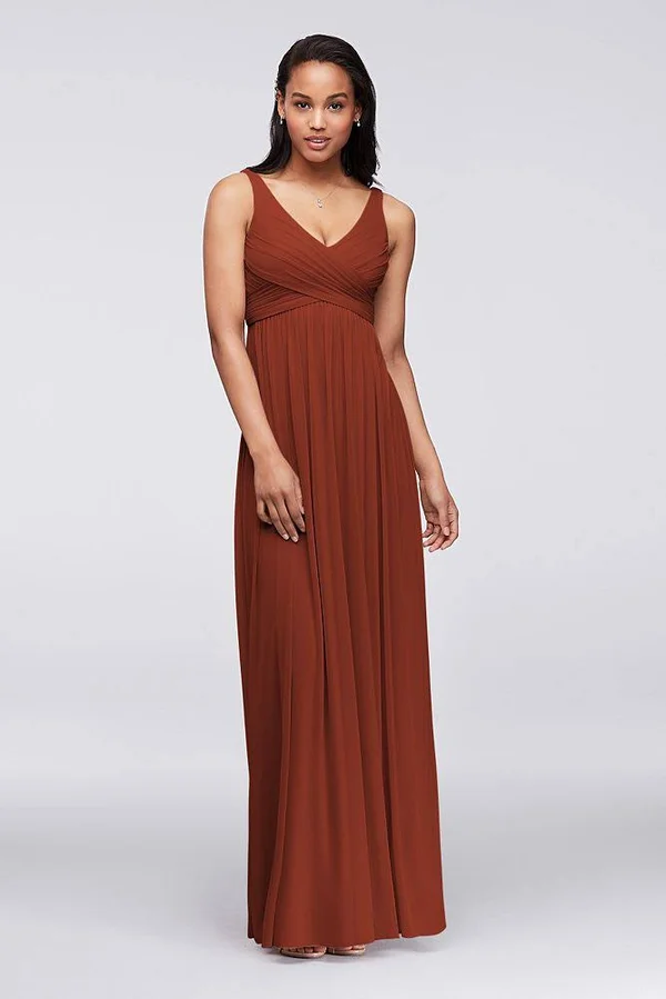 Long Mesh Bridesmaid Dress with Cowl Back Detail - Sand - 4
