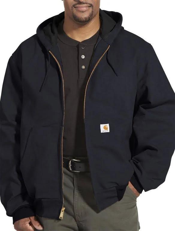 Carhartt Big & Tall Hooded Thermal-Lined Duck Active Jacket - Blue