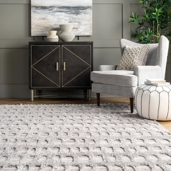nuLOOM Jean Textured Ovals Tassel Area Rug - 4' x 6' - Grey