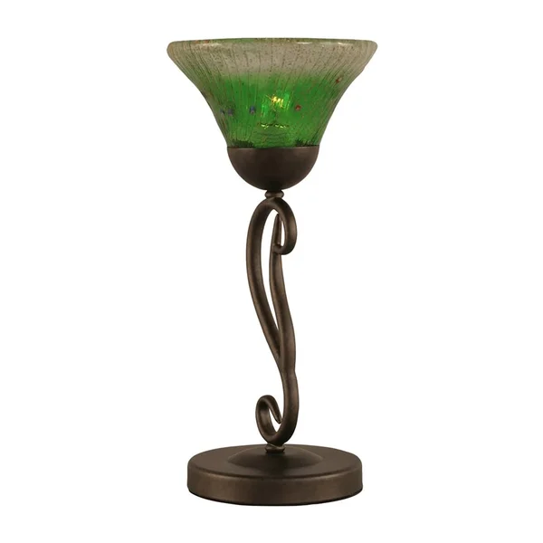 Toltec Lighting-44-BRZ-753-Olde Iron - One Light Mini-Table Lamp Bronze Finish with Kiwi Green Crystal Glass