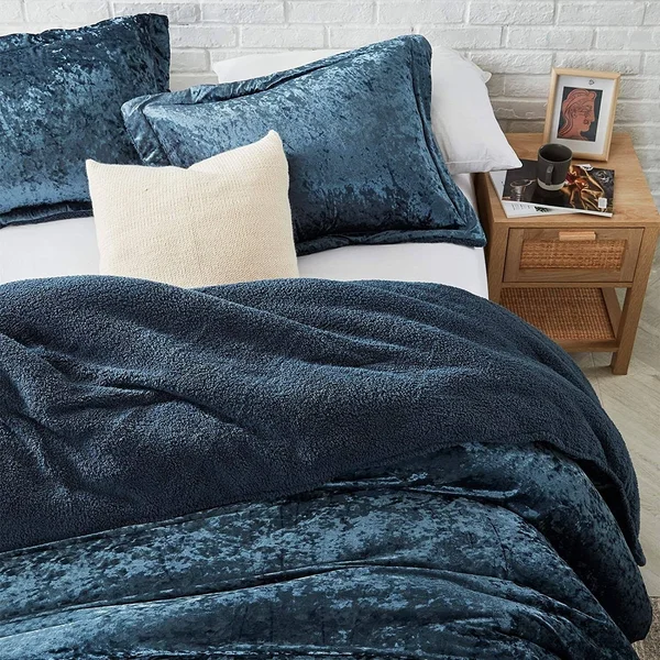 Byourbed Velvet Crush - Coma Inducer Oversized Comforter - Champagne Navy - Queen - 94" x 98"