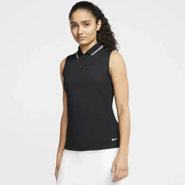 Nike Women's Dri-Fit Victory Sleeveless Golf Polo, XXL, Black