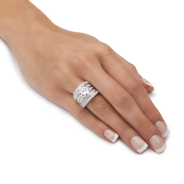 7.14 TCW CZ Ring in Platinum Over Sterling Silver