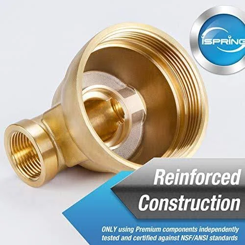 iSpring WSP100B Large Reusable Whole Spin-Down Sediment Water Filter with Scraper and Brass Top Clear Housing, 100 Micron