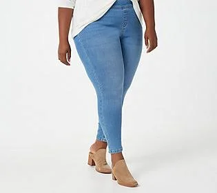 Denim & Co. Easy Stretch Denim Regular Pull-On Jeggings, Size Plus 22, Light Wash