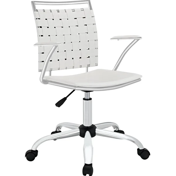 Modway Fuse Webbed Back Faux Leather Adjustable Office Chair in White