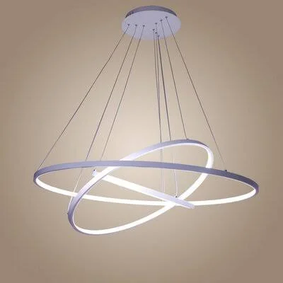 Ivy Bronx 32x22 & 24x22u0026 16x22 Aluminum Three Rings LED Chandeliers White Frame 4000 Kalvin LED 90W 7000LM Ivy Bronx