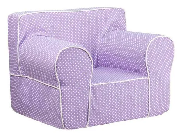 Flash Furniture Small Lavender Dot Kids Chair with White PIPING