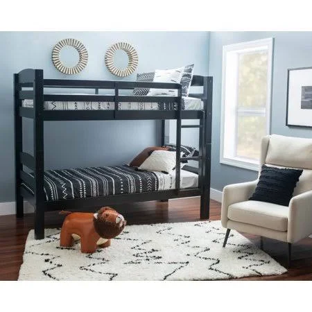 Powell Grismer Wood Twin Over Twin Youth Bunk Bed - Black Finish, Size: Twin u003ETwin