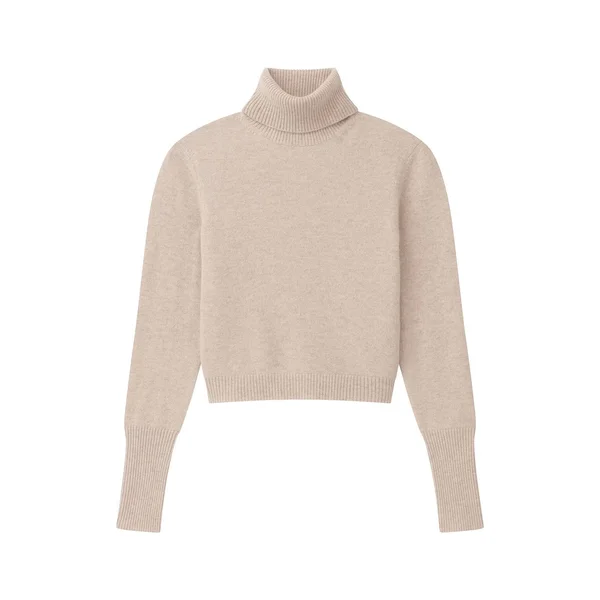 NAADAM Cashmere Cropped Turtleneck in Orange Rust, XL