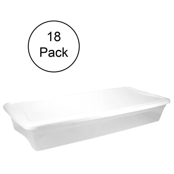 Sterilite 41 Quart Under The Bed Latching Tote Storage Box Container (18 Pack)