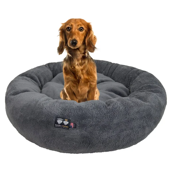 Bessie and Barnie Ultra Plush Deluxe Comfort Pet Dog & Cat Grey Snuggle Bed - Size: MD - 30 inch