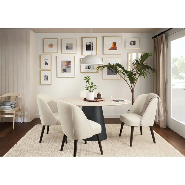 Room & Board, Modern Cora Side Chair in Tatum Salt w/ Charcoal Legs Black - Performance Fabric