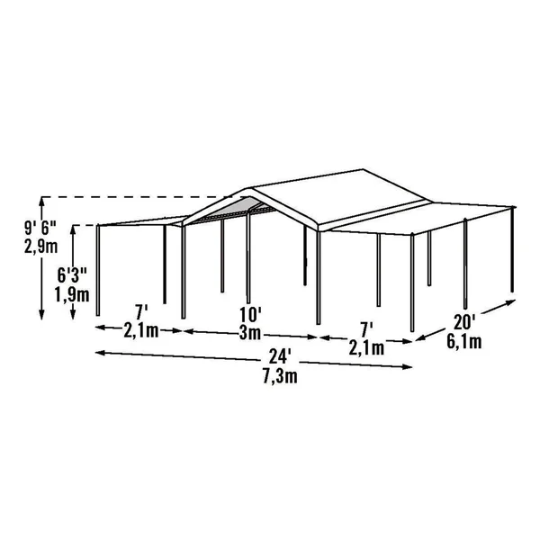 ShelterLogic 2-in-1 Max AP Canopy - 20ft.L x 10ft.W - Canopy and Event Tent, Model#25715