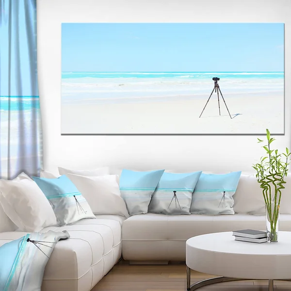 Digital Camera and Tripod on Beach - Oversized Landscape Wall Art Print - 60 in. Wide x 28 in. High