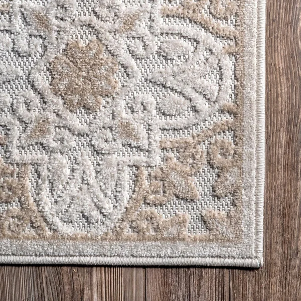 nuLOOM Macie Textured Snowflake Beige 5 ft. 3 in. x 7 ft. 7 in. Indoor/Outdoor Area Rug