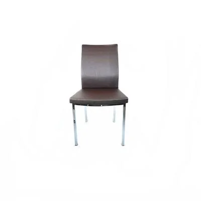 Joille Upholstered Dining Chair Wrought Studio Upholstery Color: Brown - Leg Color: Chrome