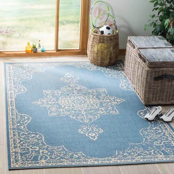 Safavieh Linden LND180L 4&0x22 x 6&0x22 Cream, Aqua Area Rug