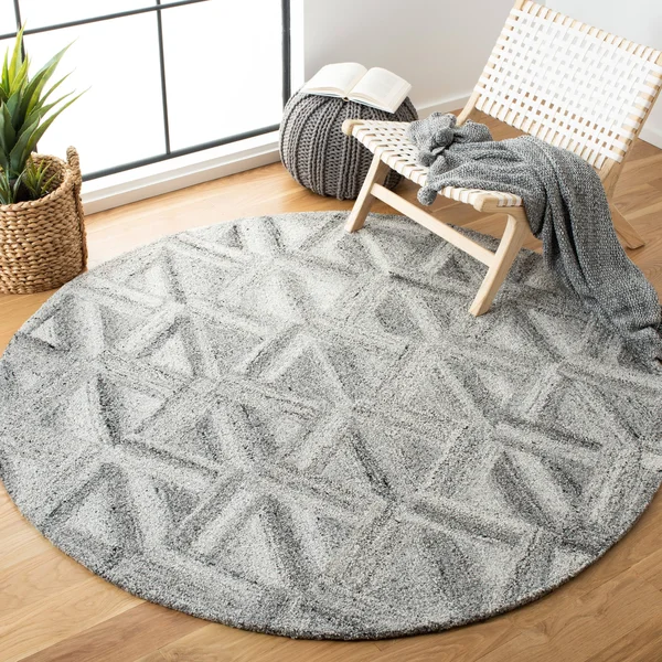 Safavieh Abstract 607 Area Rug, Grey, Black, 6& x 6& Round