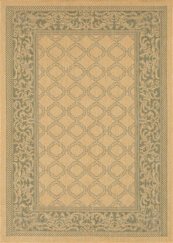 Couristan 5&10x22 x 9&2x22 Green/Natural Recife Garden Lattice Area Rug