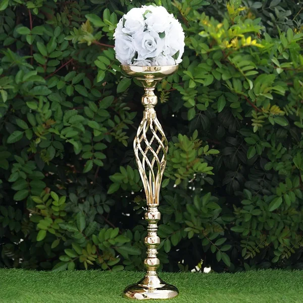 Balsacircle 2 Pcs 26 inch Tall Metal Candle Holder Vase Centerpieces - Gold