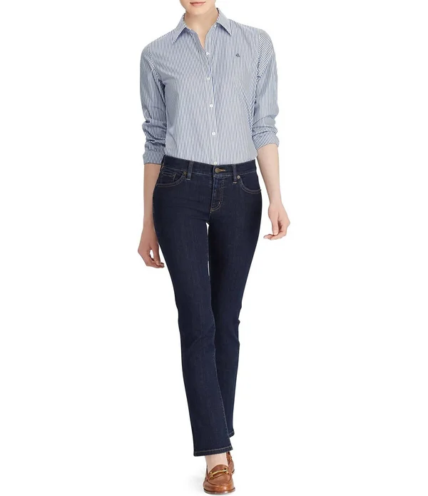 Lauren Ralph Lauren Blue/White Cotton Poplin Shirt