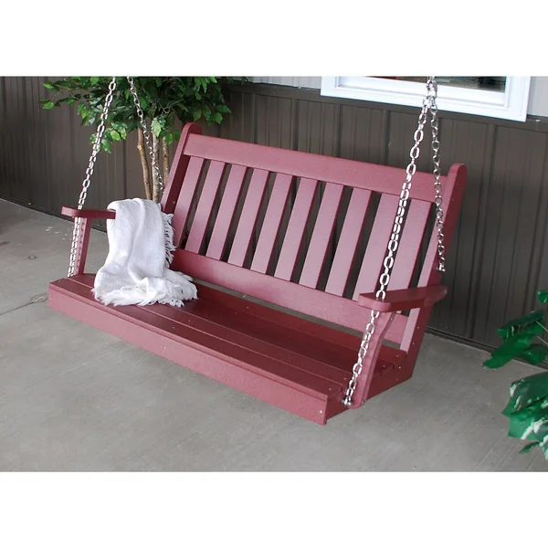 Au0026L Furniture Traditional English Recycled Plastic 4ft Porch Swing
