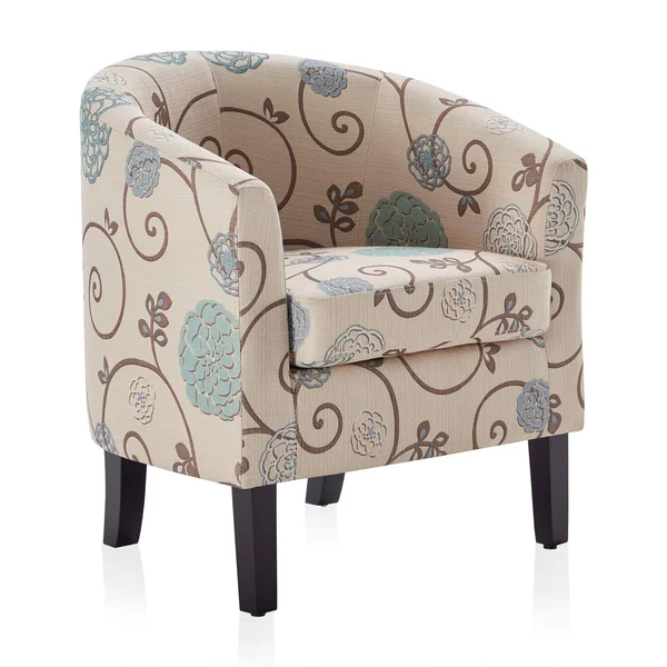 BELLEZE Upholstered Barrel Chair Tub Club Armrest Linen Living Room - Flower Print