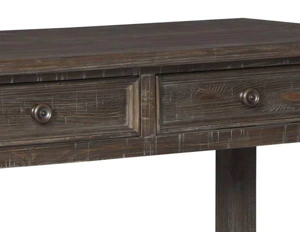 Benzara BM210838 Plank Style Wooden Sofa Table with 2 Drawers and 1 Open Shelf Rustic Brown