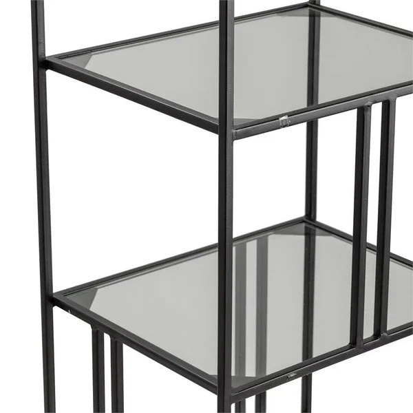 Berkley Narrow Metal and Glass Etagere Black Metal - CVFNR5002