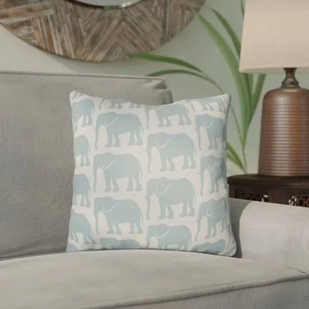 Bloomsbury Market Kalgoorlie Elephant Indoor/Outdoor Throw Pillow, Beige