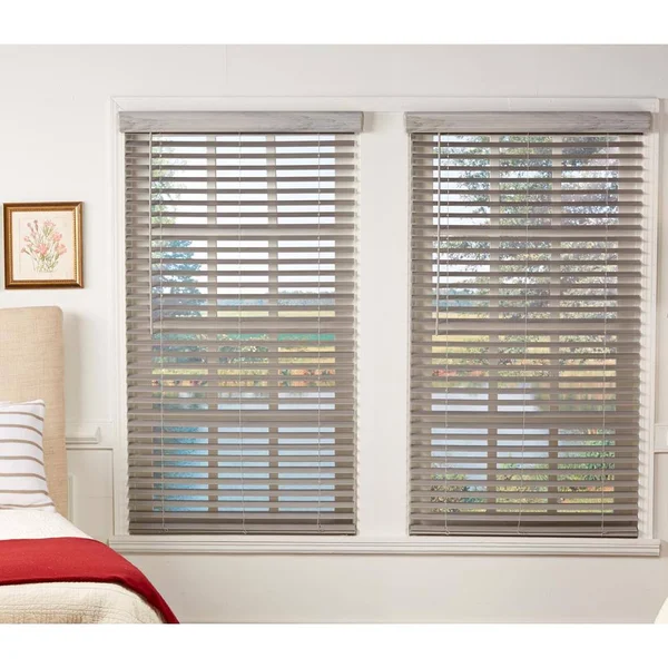 Perfect Lift Window Treatment Room Darkening Driftwood Gray 2 in. Cordless Faux Wood Blind 28.75 in. W x 64 in. L(Actual Size: 2