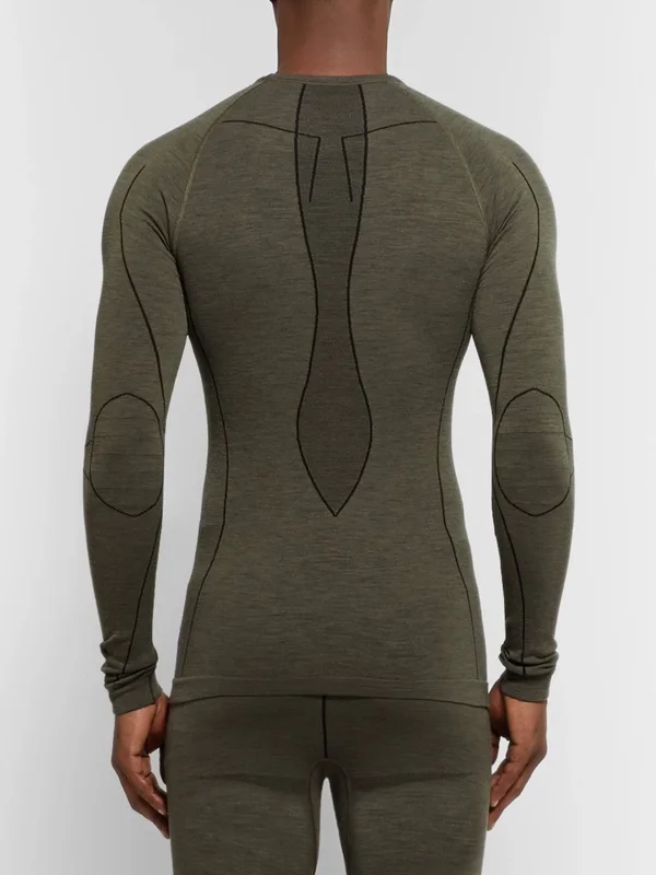 Falke Ergonomic Sport System - Men - Stretch Virgin Wool-Blend Base Layer - Green - 55% Virgin Wool, 43% Polyamide, 2% Elastane