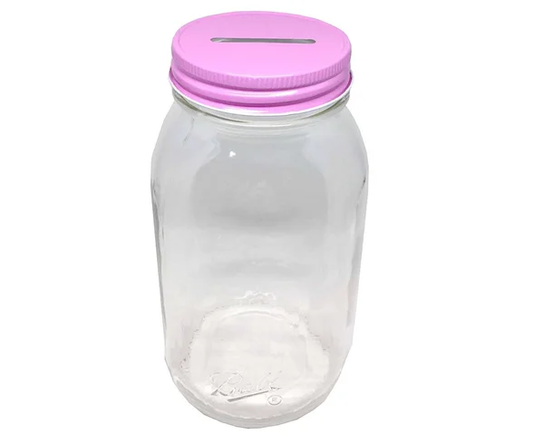 Jarming Collections 1 Smooth Sided Mason Jar with Slotted Lid Regular Mouth Quart 32oz Piggy Bank (1, Pink)