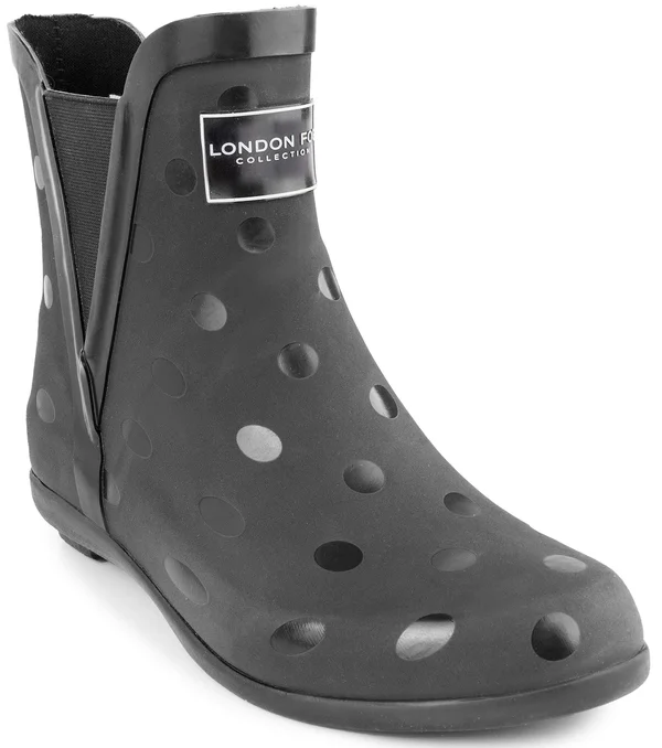 London Fog Women's Piccadilly Rain Boot - Black Dot