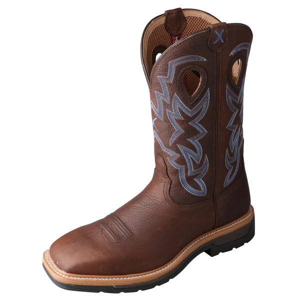 Twisted x Men's Lite Cowboy Work Steel Toe Boots - Brown Pebble