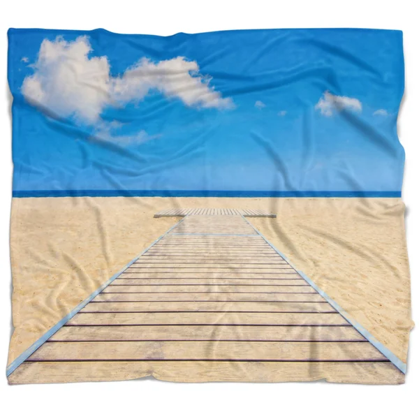 Designart 'Beach and Sea with Wooden Floor' Blue Seashore Throw Blanket - 71 in. x 59 in.